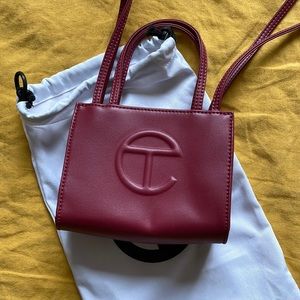 Telfar small oxblood shopping bag